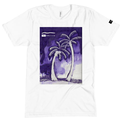 Mirage T Shirt HNKL Hinkle Company White Shirt with Purple Palm Trees